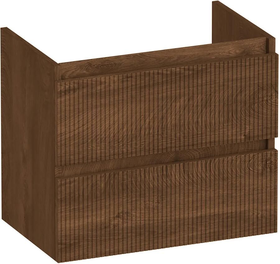 Brauer Joy Wavy onderkast ribbelfront ondiep 60cm met 2 softclose lades forest cacao