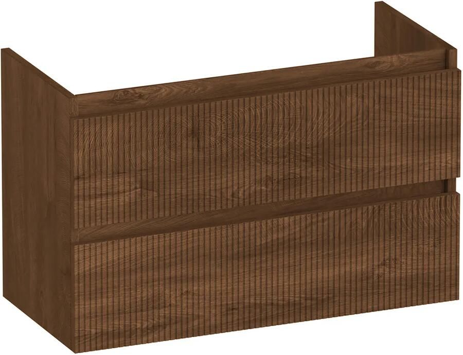 Brauer Joy Wavy onderkast ribbelfront ondiep 80cm met 2 softclose lades forest cacao