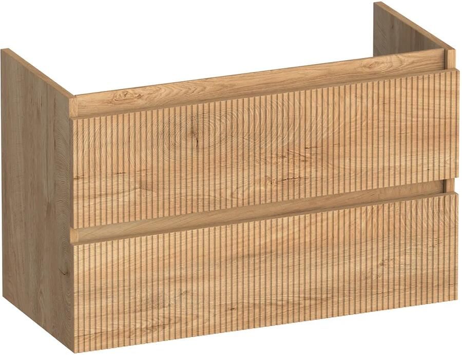 Brauer Joy Wavy onderkast ribbelfront ondiep 80cm met 2 softclose lades forest tan