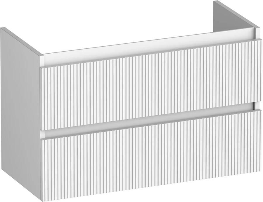 Brauer Joy Wavy onderkast ribbelfront ondiep 80cm met 2 softclose lades wit mat