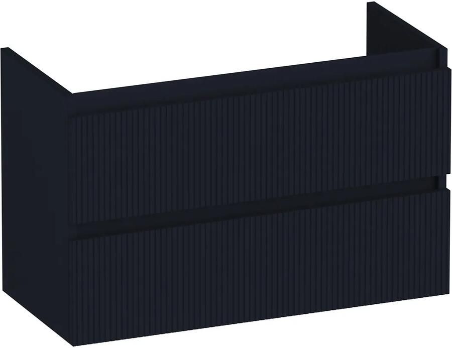 Brauer Joy Wavy onderkast ribbelfront ondiep 80cm met 2 softclose lades zwart mat