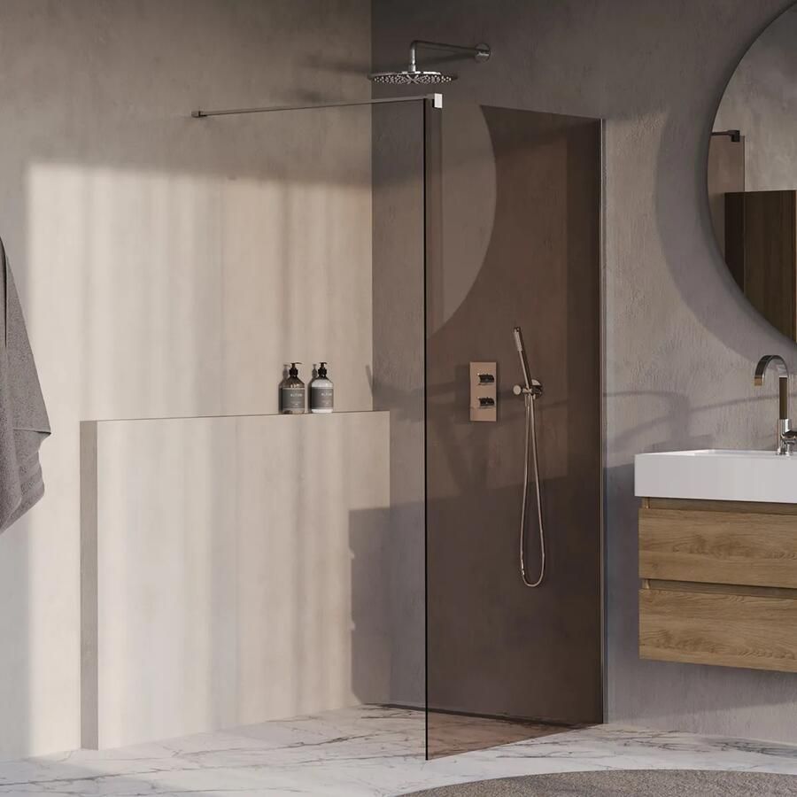 Brauer Oblivion inloopdouche bronsglas 90cm chroom