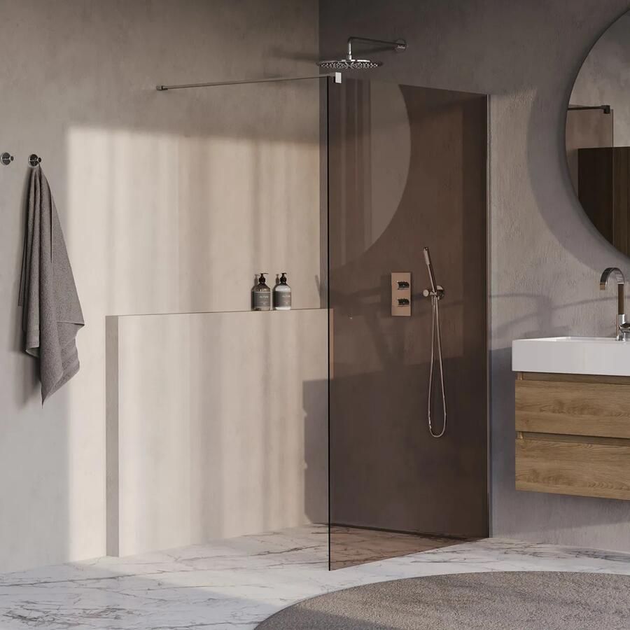 Brauer Oblivion inloopdouche bronsglas 120cm chroom