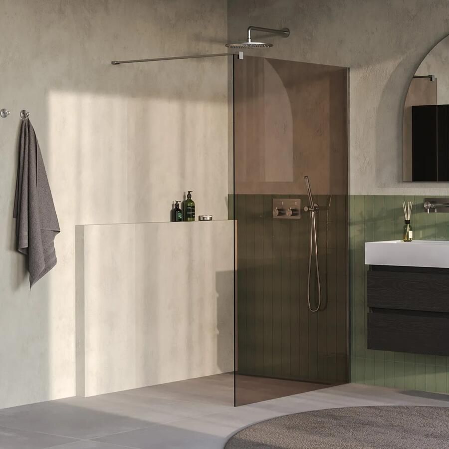 Brauer Oblivion inloopdouche bronsglas 120cm RVS geborsteld PVD