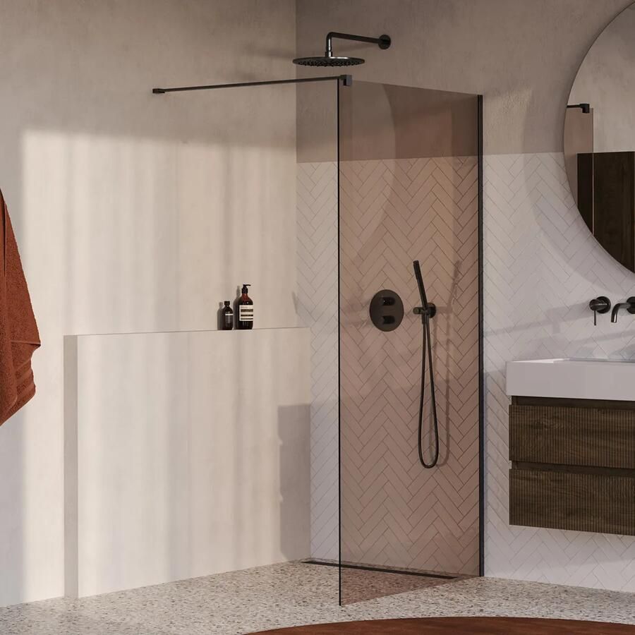 Brauer Oblivion inloopdouche bronsglas 100cm gunmetal geborsteld PVD