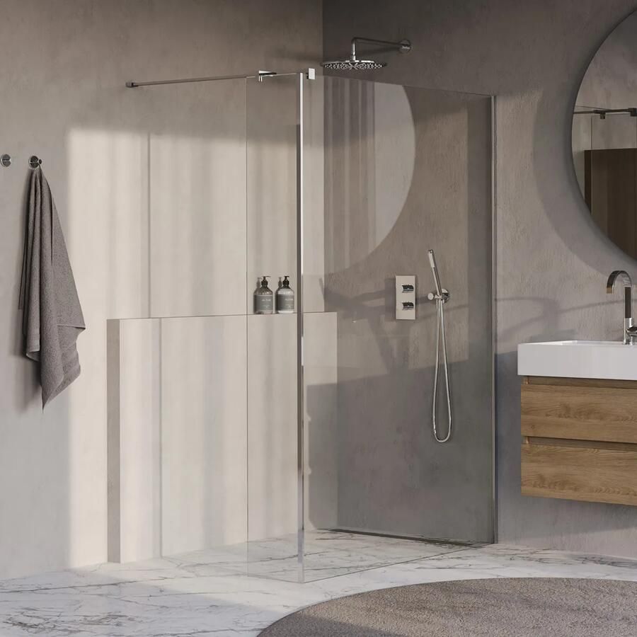 Brauer Oblivion inloopdouche helder glas 130cm met 30cm zijwand chroom