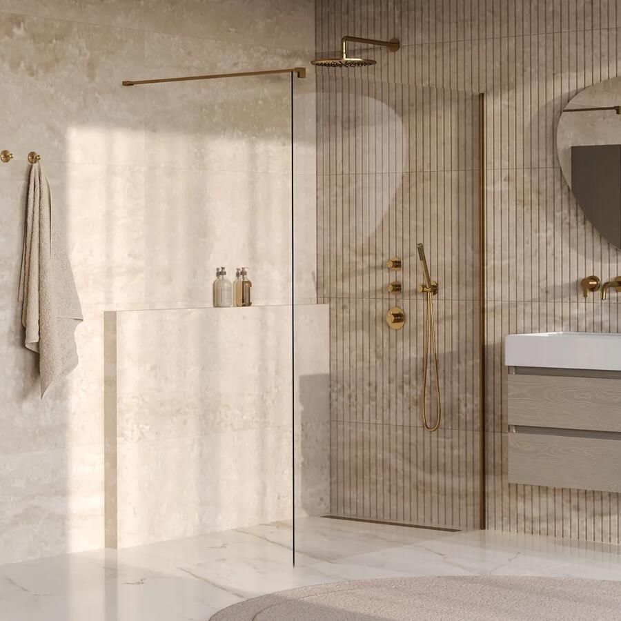 Brauer Oblivion inloopdouche helder glas 130cm messing geborsteld PVD