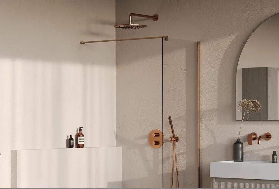 Brauer Oblivion inloopdouche helder glas 50cm koper geborsteld PVD