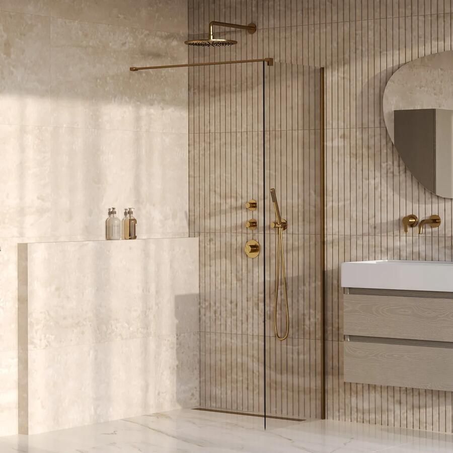 Brauer Oblivion inloopdouche helder glas 50cm messing geborsteld PVD