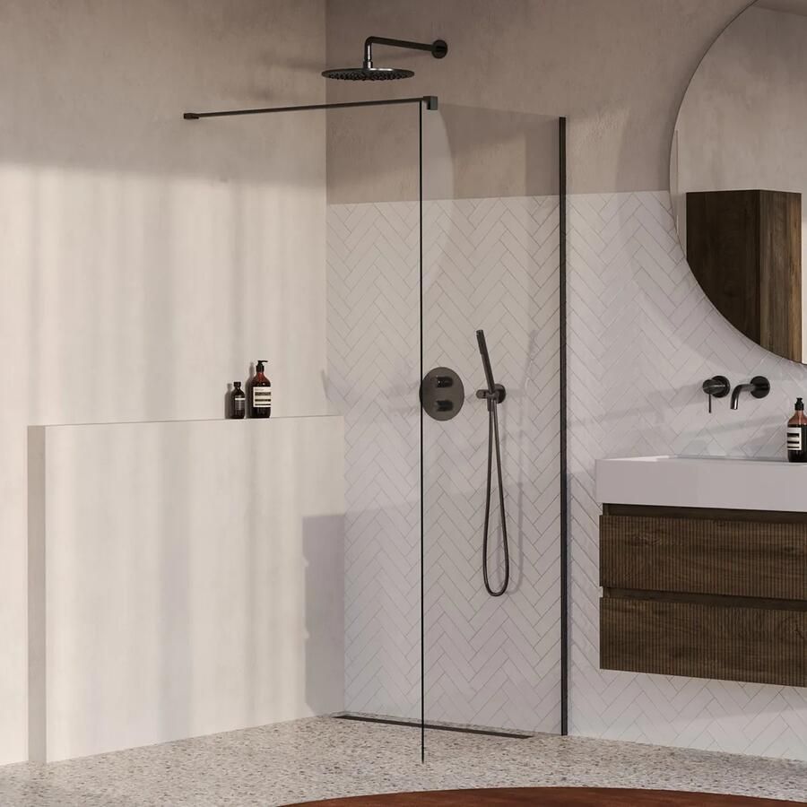 Brauer Oblivion inloopdouche helder glas 70cm gunmetal geborsteld PVD