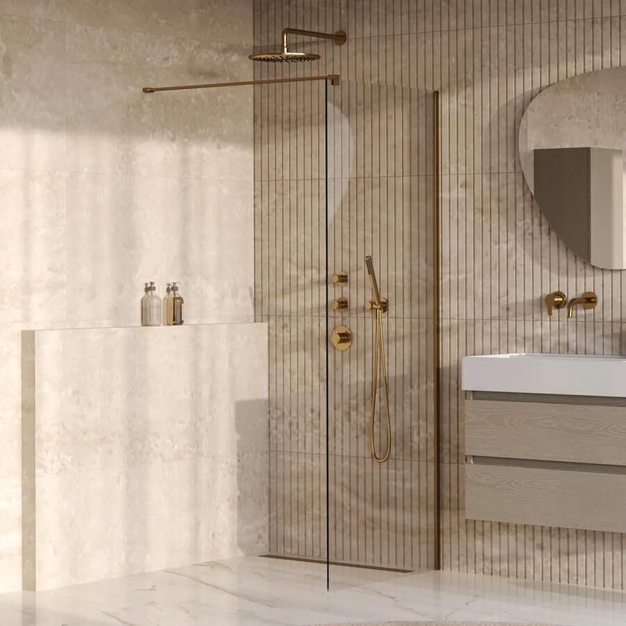 Brauer Oblivion inloopdouche helder glas 70cm messing geborsteld PVD