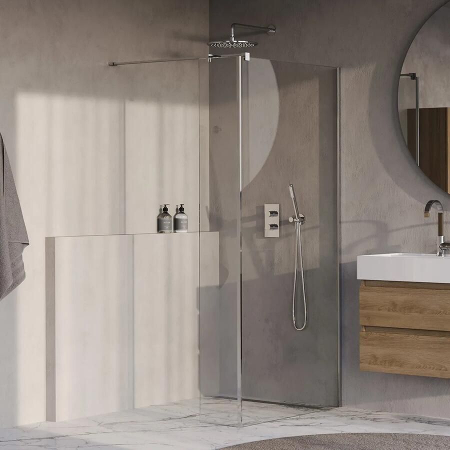 Brauer Oblivion inloopdouche helder glas 100cm met 40cm zijwand chroom