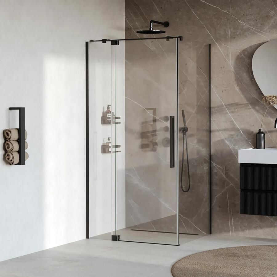 Brauer Stellar douchecabine met draaideur 100x100cm zwart mat
