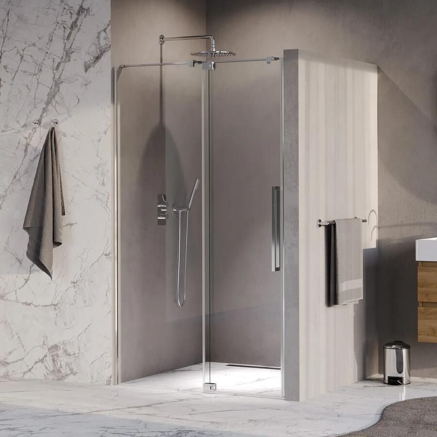 Brauer Stellar nisdeur met vaste wand 88.5-100cm chroom