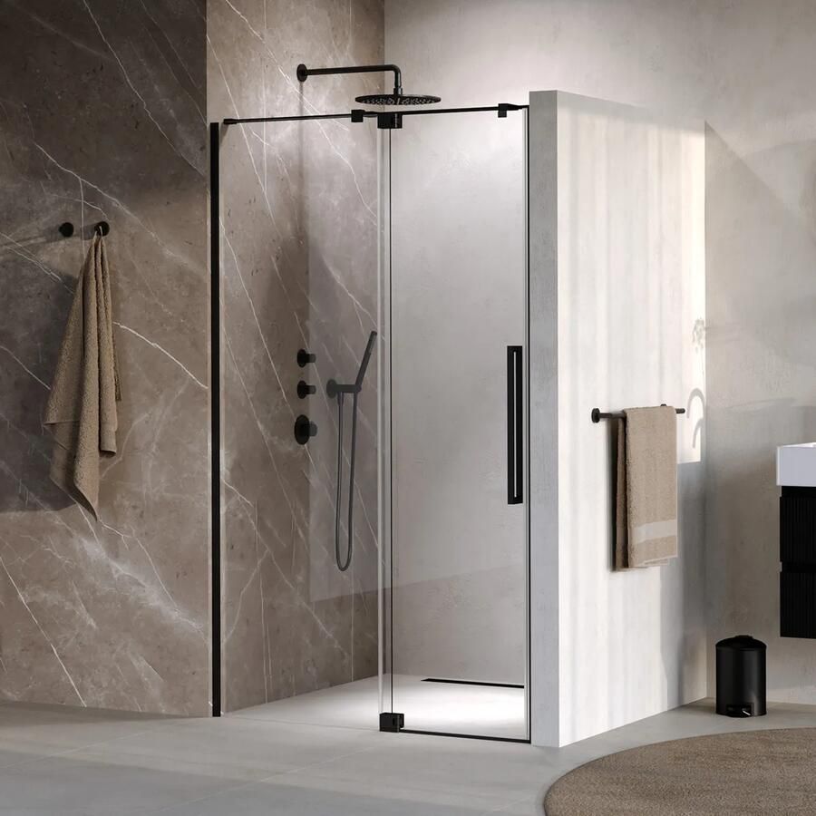 Brauer Stellar nisdeur met vaste wand 88.5-100cm zwart mat