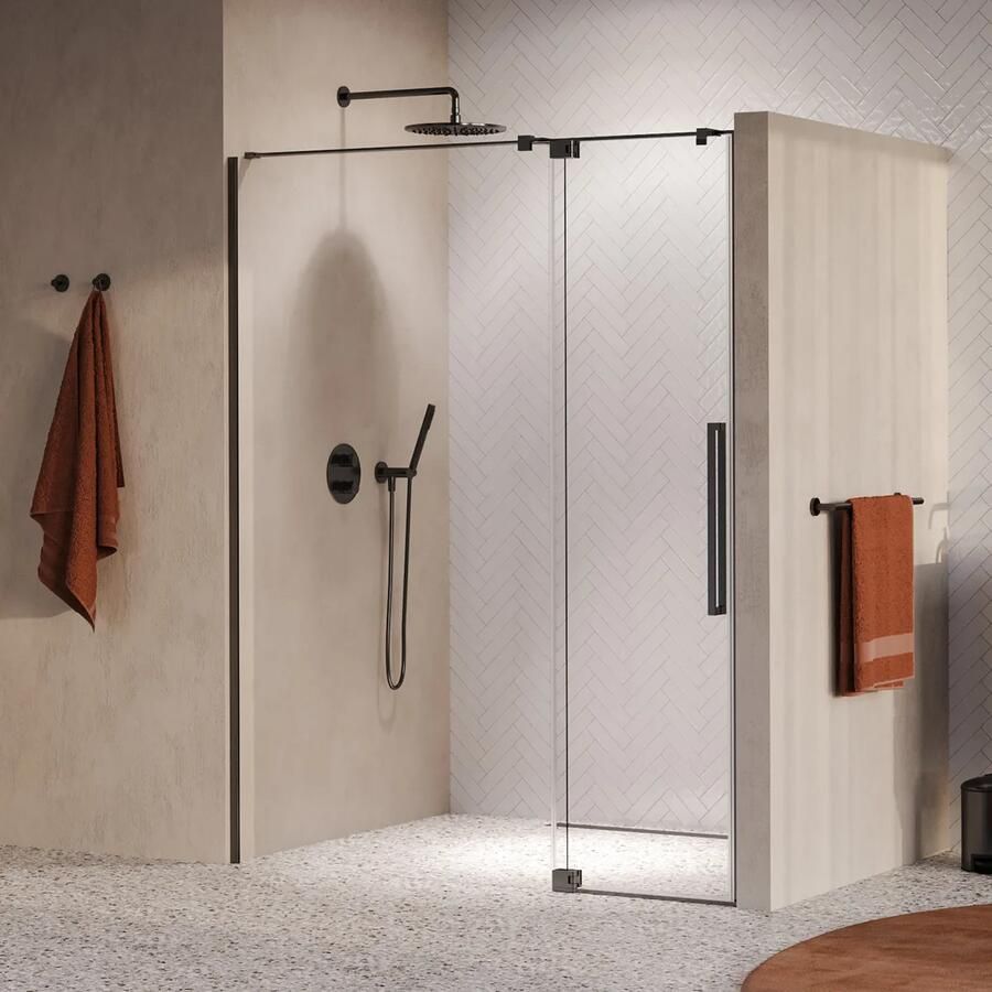 Brauer Stellar nisdeur met vaste wand 148.5-160cm gunmetal geborsteld PVD