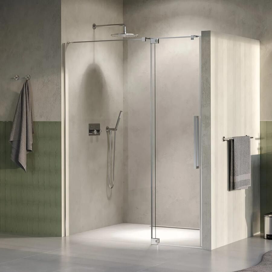 Brauer Stellar nisdeur met vaste wand 128.5-140cm RVS geborsteld PVD