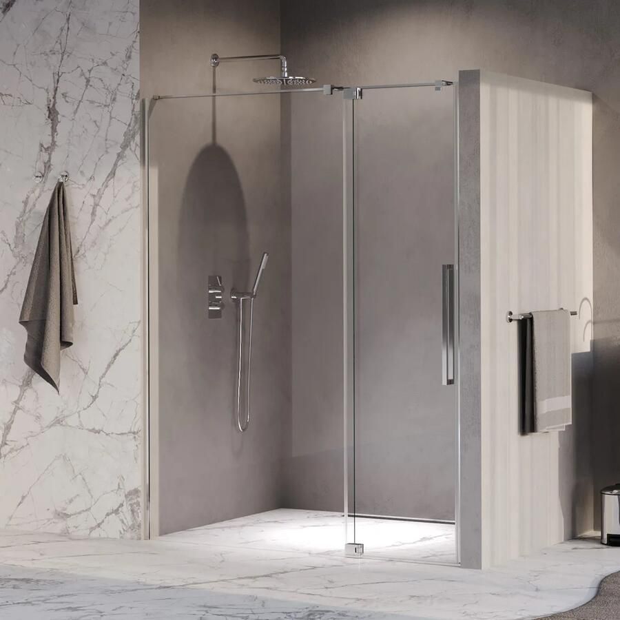 Brauer Stellar nisdeur met vaste wand 128.5-140cm chroom