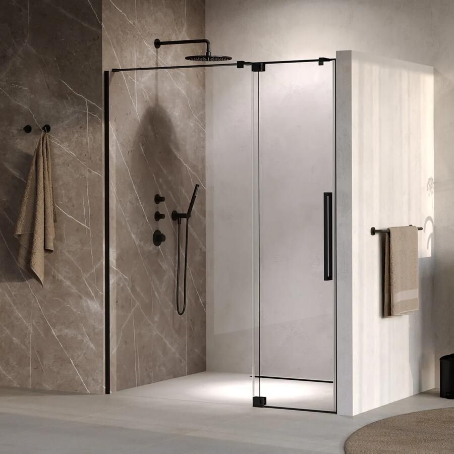 Brauer Stellar nisdeur met vaste wand 148.5-160cm zwart mat