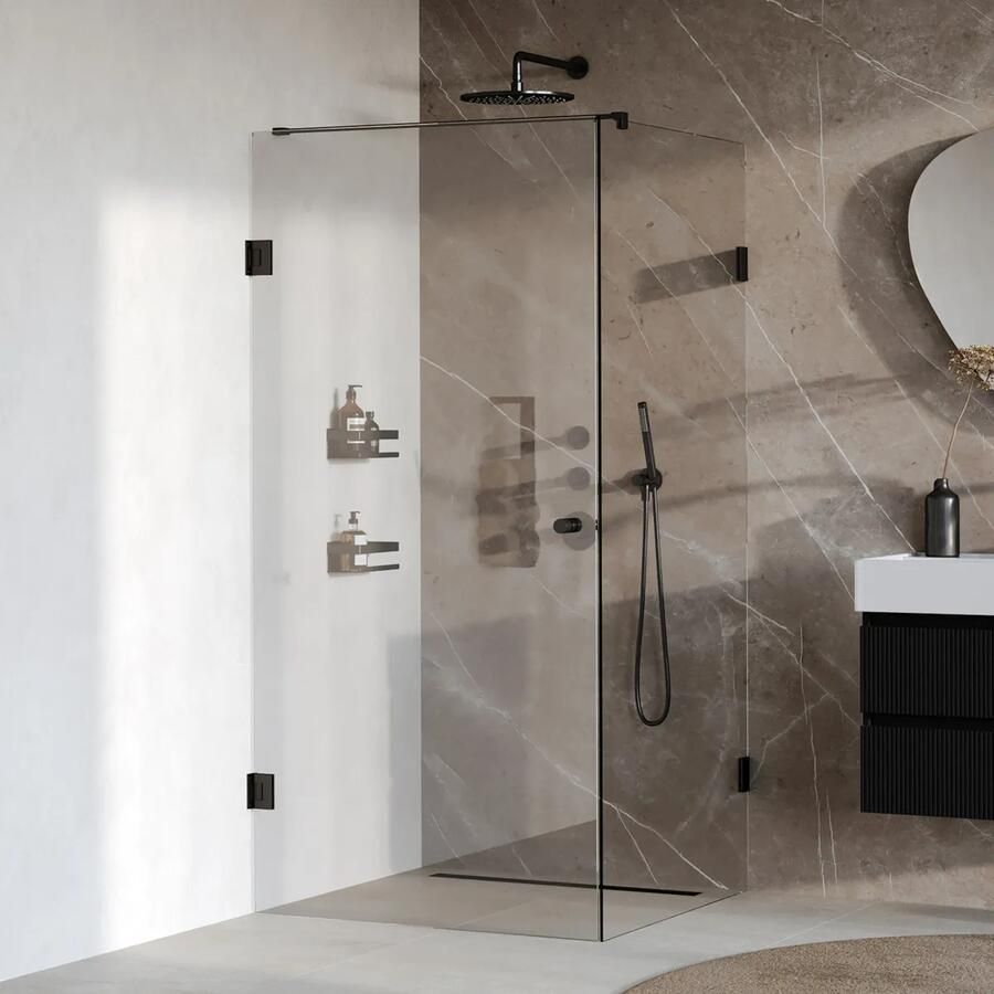 Brauer Void Carving profielloze douchecabine 100x100cm zwart mat