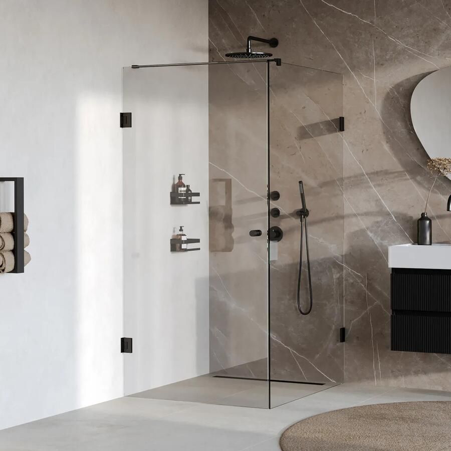 Brauer Void Carving profielloze douchecabine 100x120cm zwart mat