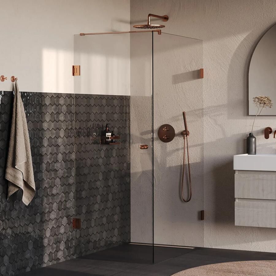 Brauer Void Carving profielloze douchecabine 80x120cm koper geborsteld PVD