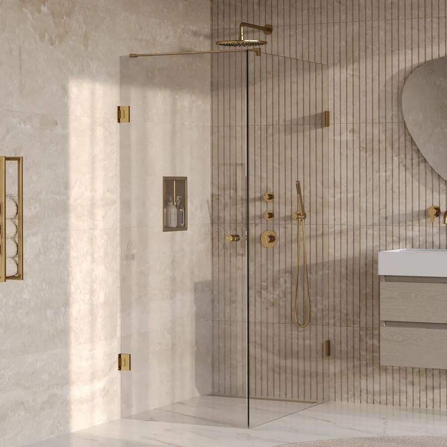 Brauer Void Carving profielloze douchecabine 80x120cm messing geborsteld PVD