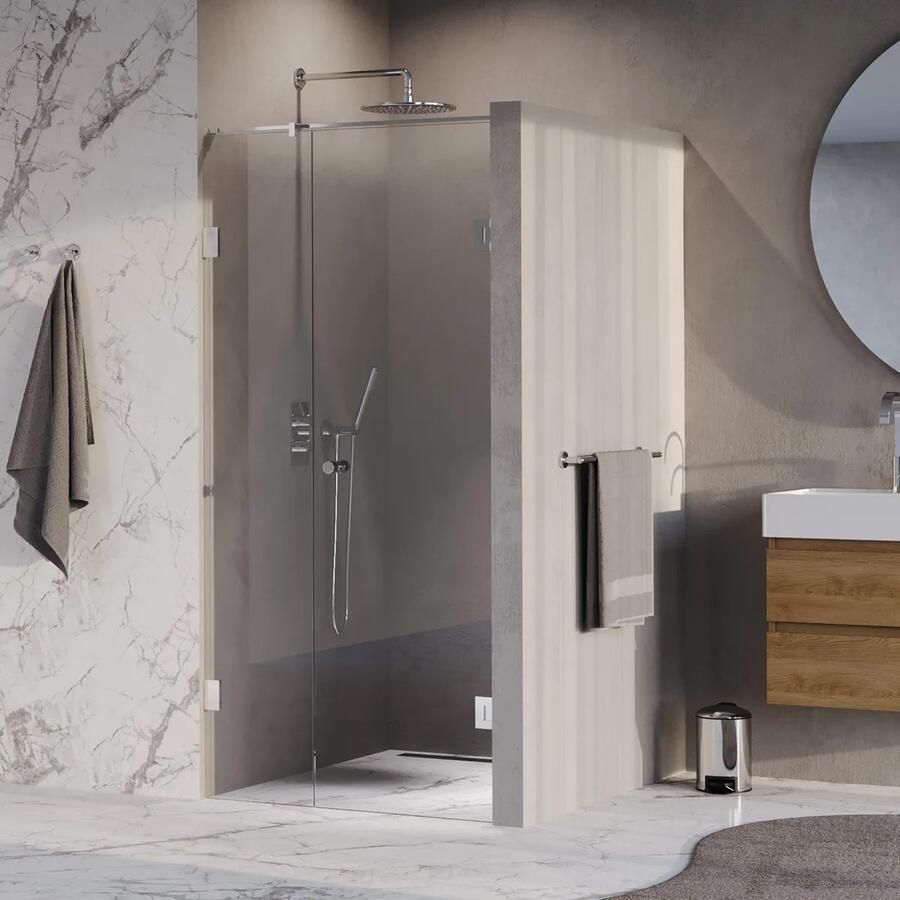 Brauer Void Carving profielloze nisdeur 90cm met draaideur 60cm aan muur chroom