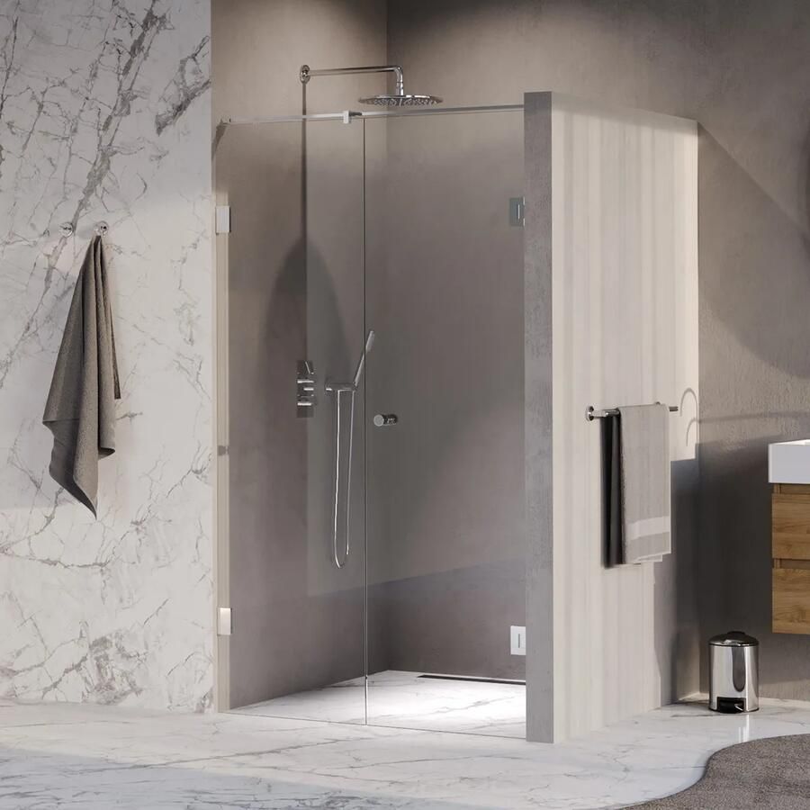 Brauer Void Carving profielloze nisdeur 110cm met draaideur 60cm aan muur chroom