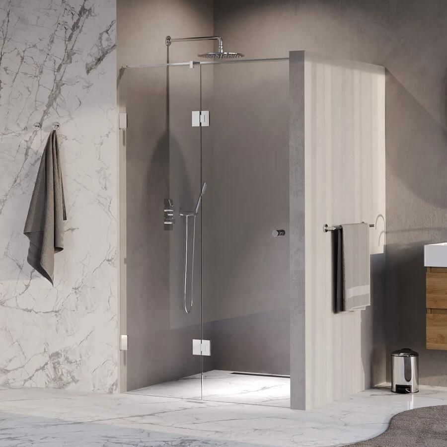 Brauer Void Carving profielloze nisdeur 110cm met draaideur 60cm aan glas chroom