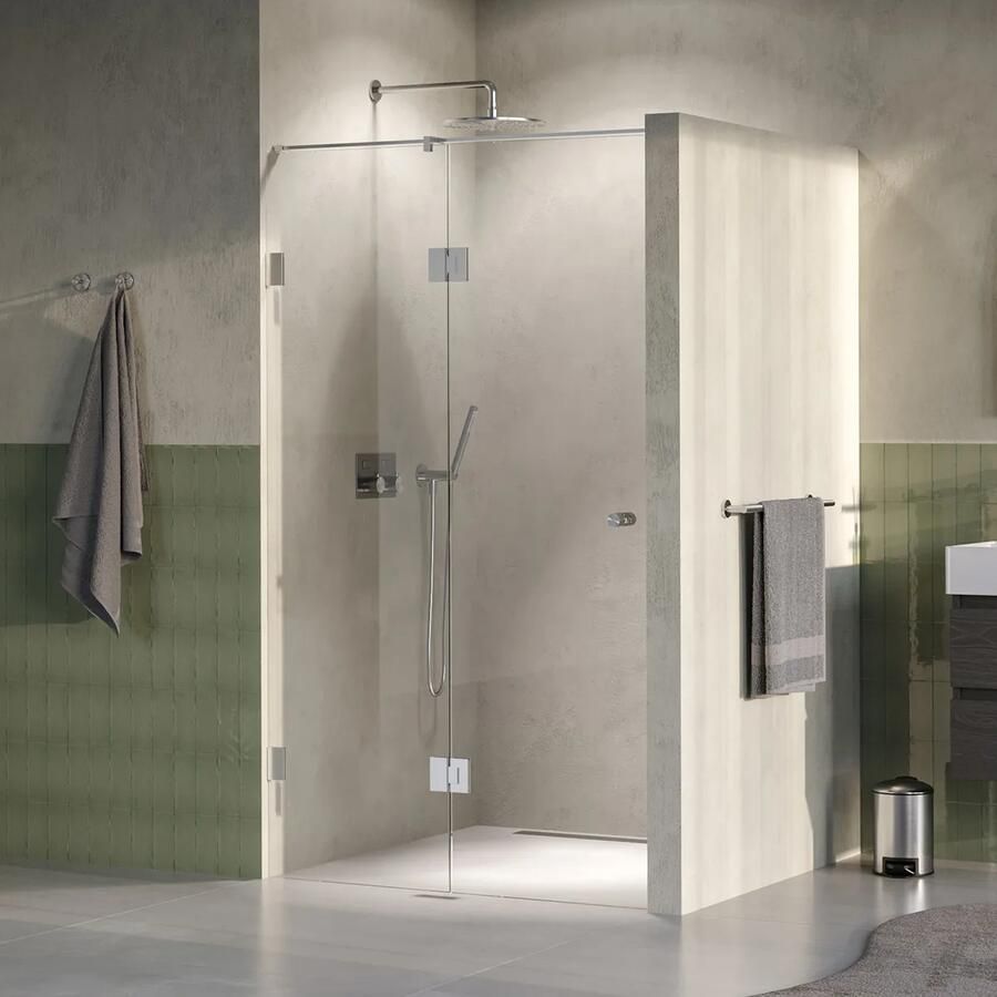 Brauer Void Carving profielloze nisdeur 110cm met draaideur 60cm aan glas RVS geborsteld PVD