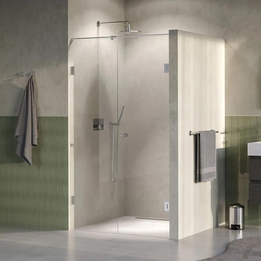 Brauer Void Carving profielloze nisdeur 110cm met draaideur 60cm aan muur RVS geborsteld PVD