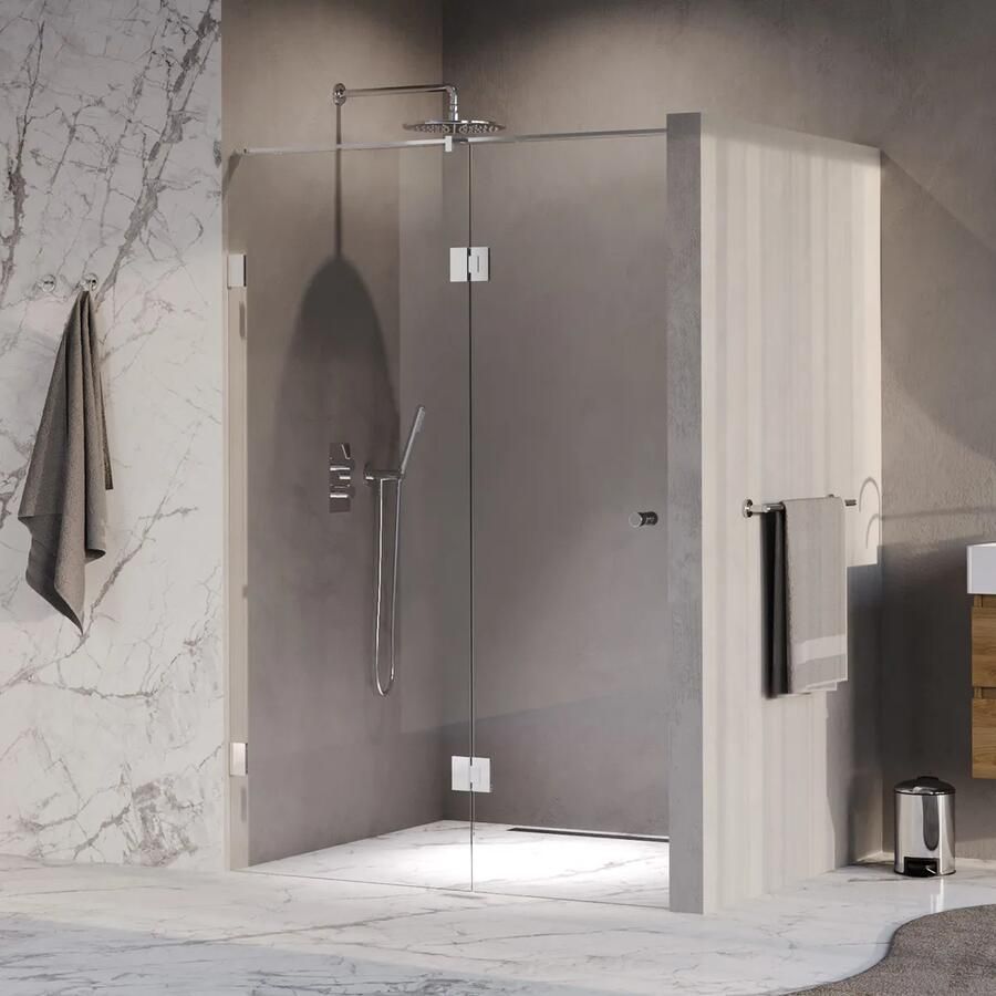 Brauer Void Carving profielloze nisdeur 140cm met draaideur 70cm aan glas chroom