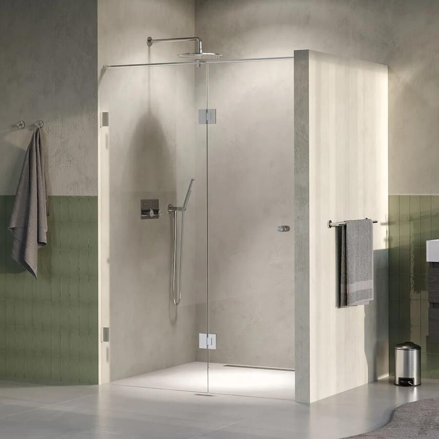 Brauer Void Carving profielloze nisdeur 140cm met draaideur 70cm aan glas RVS geborsteld PVD