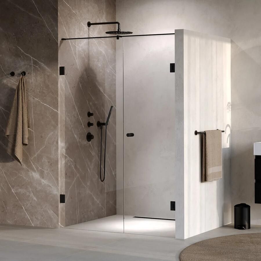 Brauer Void Carving profielloze nisdeur 140cm met draaideur 70cm aan muur zwart mat