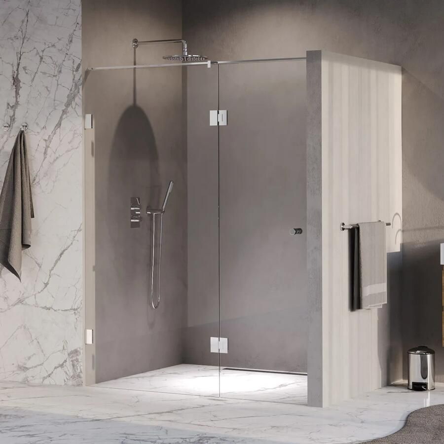 Brauer Void Carving profielloze nisdeur 150cm met draaideur 70cm aan glas chroom