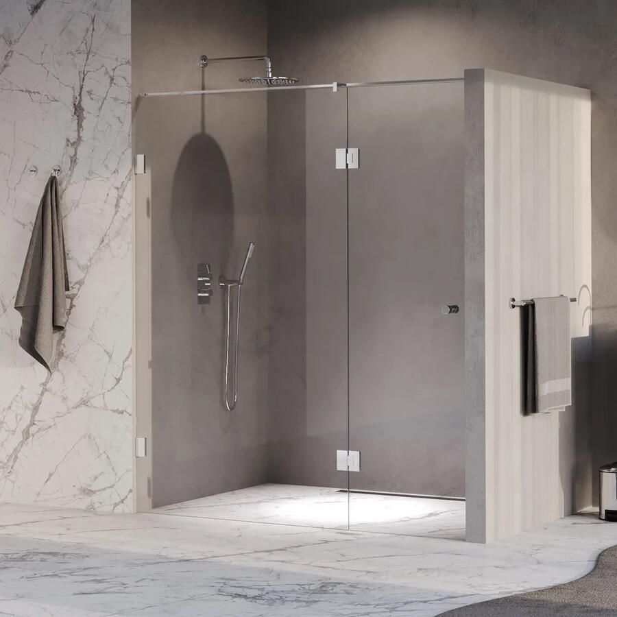 Brauer Void Carving profielloze nisdeur 170cm met draaideur 70cm aan glas chroom