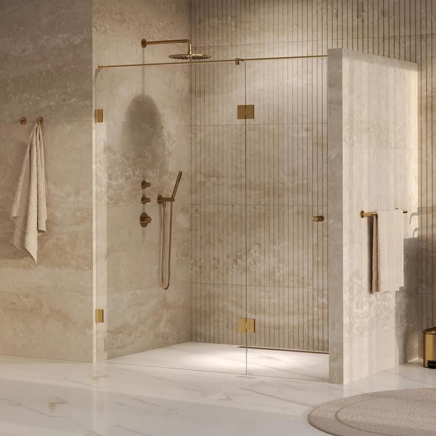 Brauer Void Carving profielloze nisdeur 170cm met draaideur 70cm aan glas messing geborsteld PVD