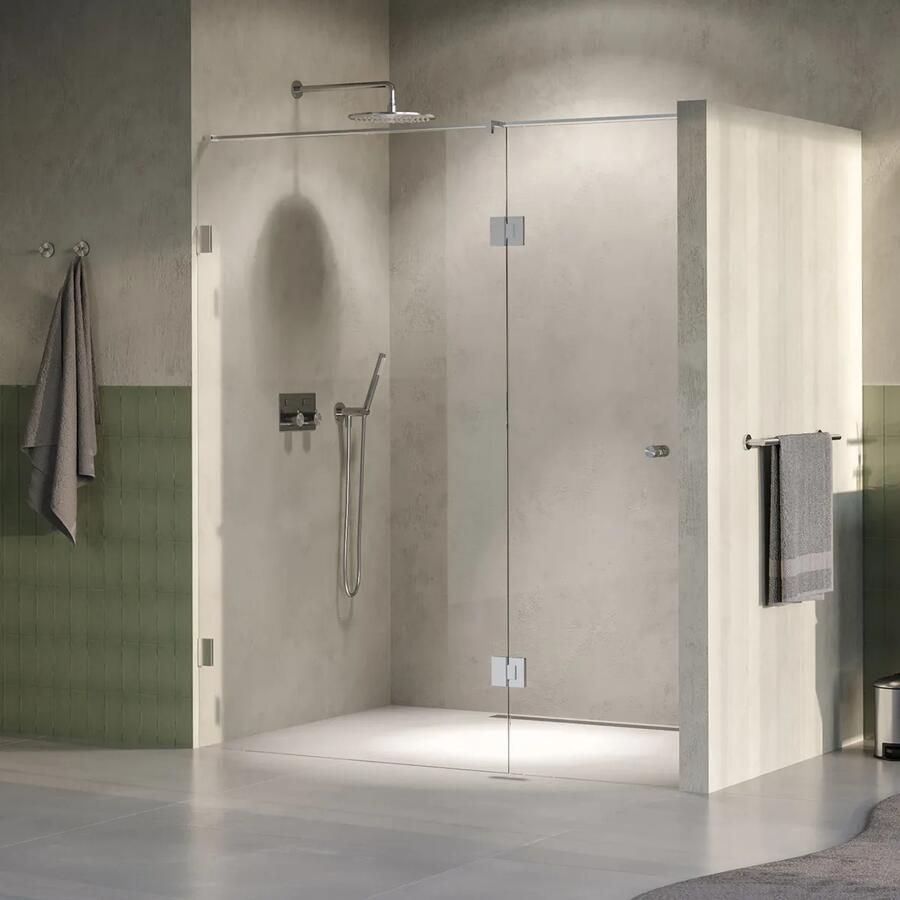 Brauer Void Carving profielloze nisdeur 170cm met draaideur 70cm aan glas RVS geborsteld PVD