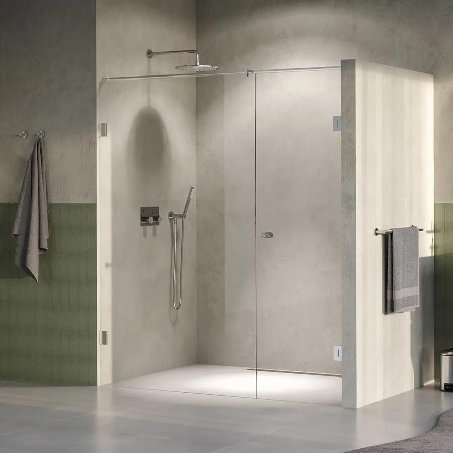 Brauer Void Carving profielloze nisdeur 170cm met draaideur 70cm aan muur RVS geborsteld PVD