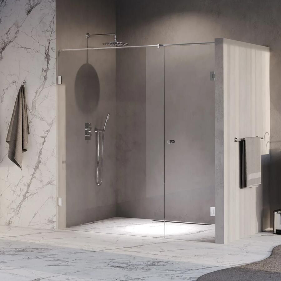 Brauer Void Carving profielloze nisdeur 200cm met draaideur 70cm aan muur chroom