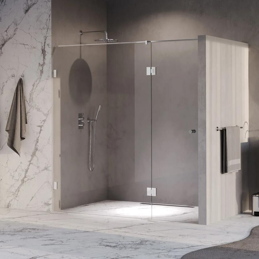 Brauer Void Carving profielloze nisdeur 200cm met draaideur 70cm aan glas chroom