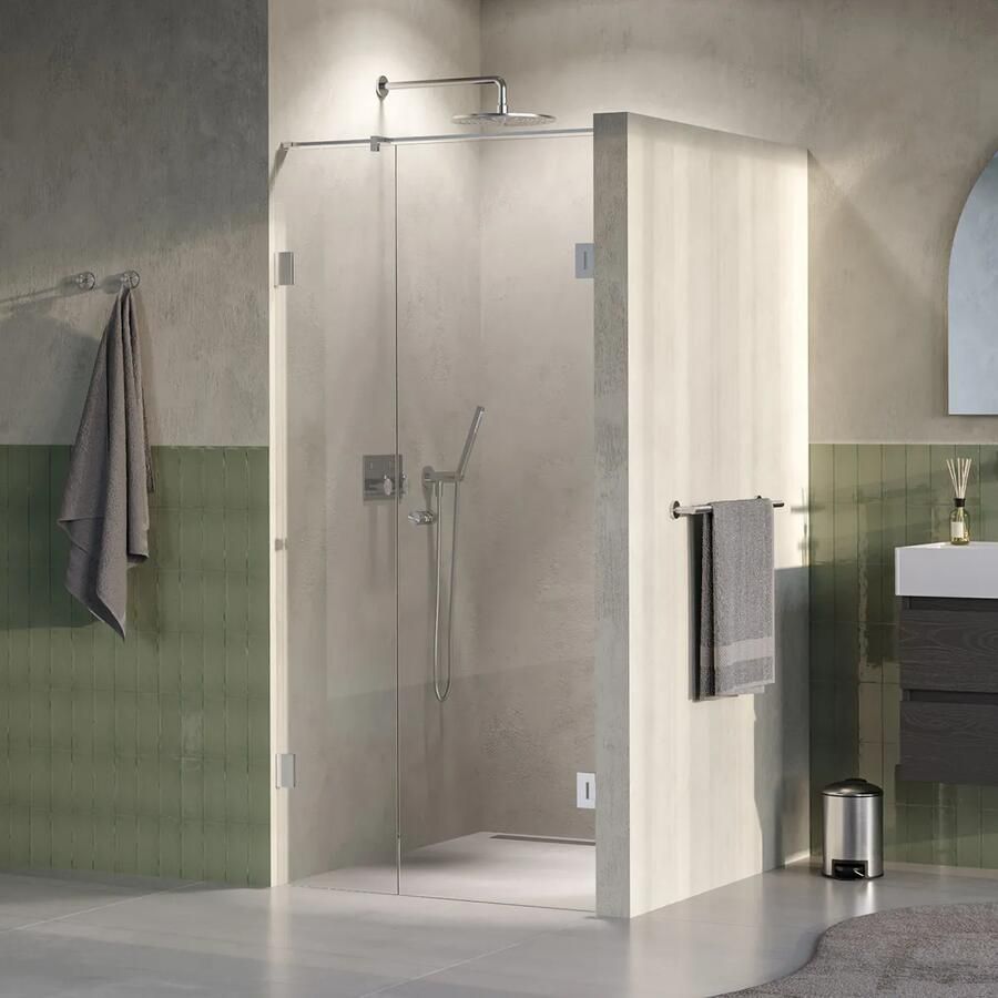 Brauer Void Carving profielloze nisdeur 90cm met draaideur 60cm aan muur RVS geborsteld PVD