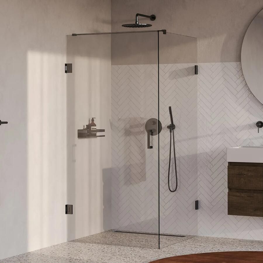 Brauer Void profielloze douchecabine 100x100cm gunmetal geborsteld PVD