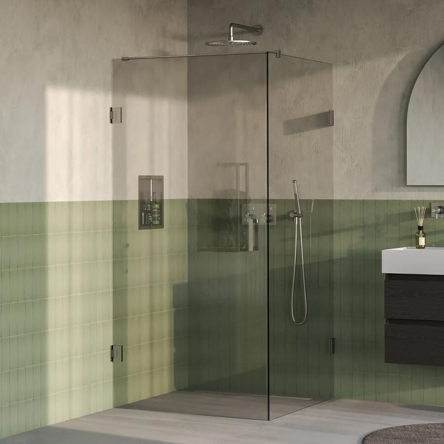 Brauer Void profielloze douchecabine 100x100cm RVS geborsteld PVD