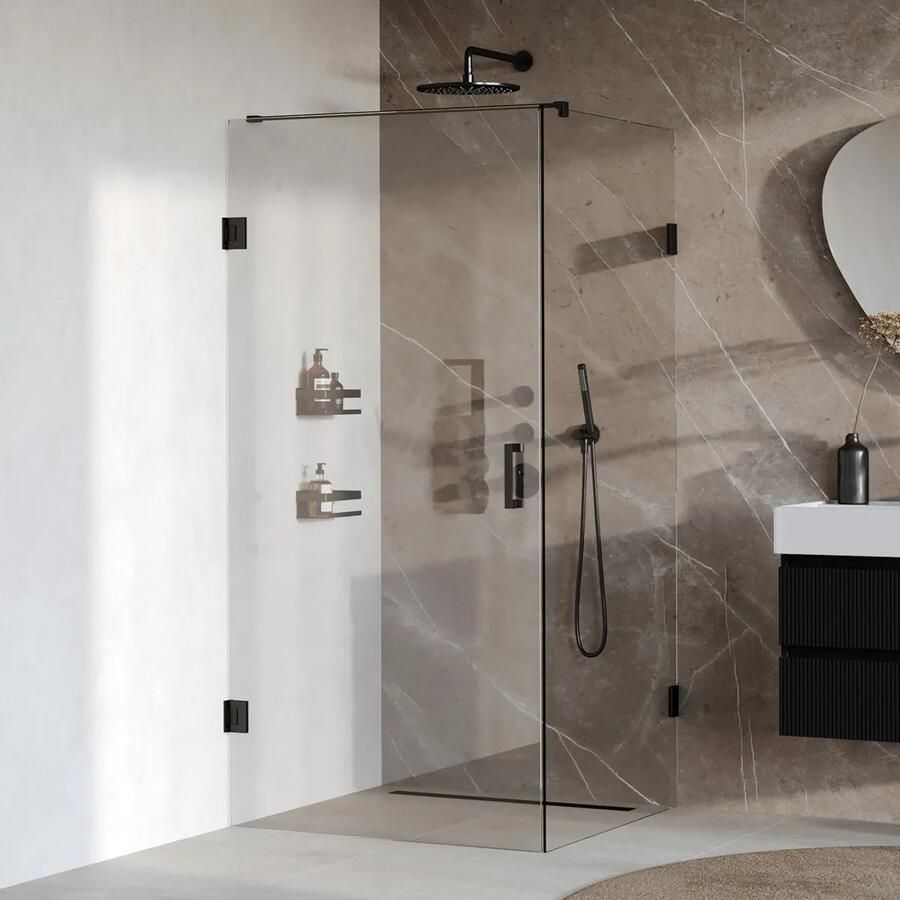 Brauer Void profielloze douchecabine 100x100cm zwart mat