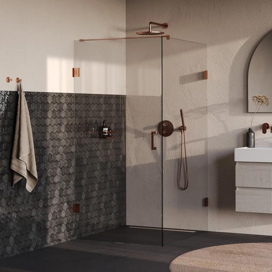 Brauer Void profielloze douchecabine 90x120cm koper geborsteld PVD
