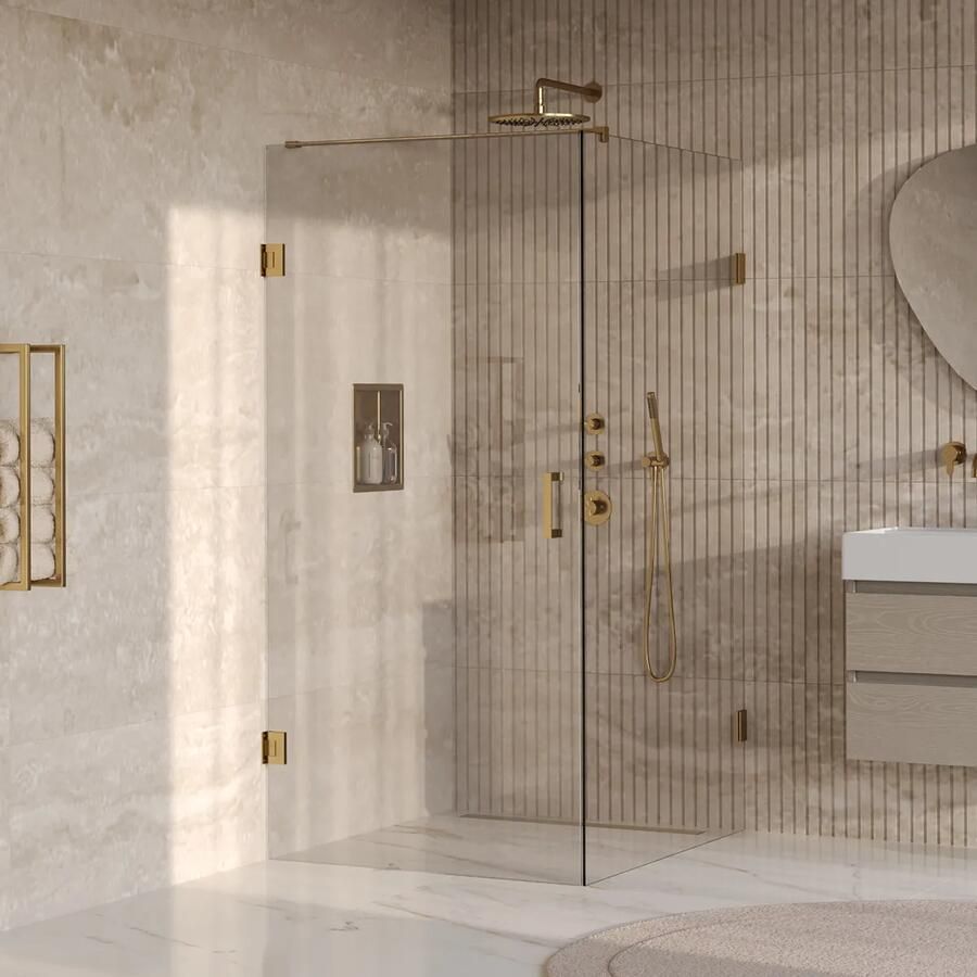 Brauer Void profielloze douchecabine 90x120cm messing geborsteld PVD