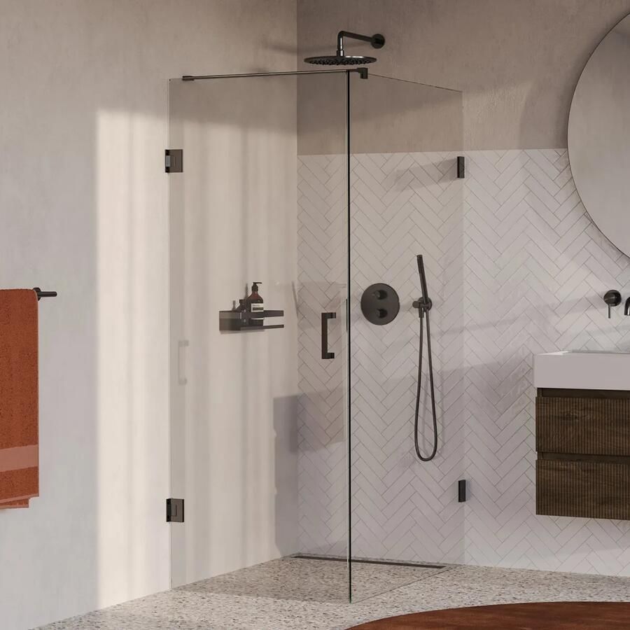 Brauer Void profielloze douchecabine 80x120cm gunmetal geborsteld PVD