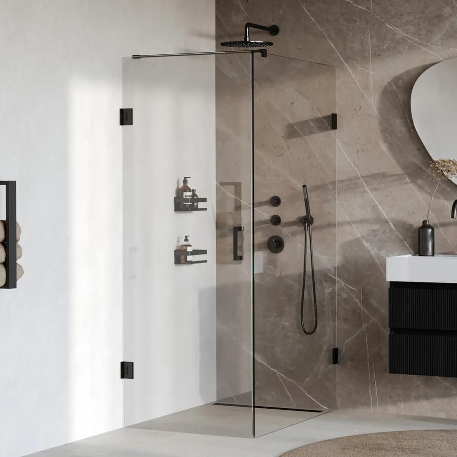 Brauer Void profielloze douchecabine 80x120cm zwart mat